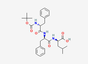 Two-dimensional chemical structure of (6R,9R,12R)-6,9-Dibenzyl-12-isobutyl-2,2-dimethyl-4,7,10-trioxo-3-oxa-5,8,11-triazatridecan-13-oic acid