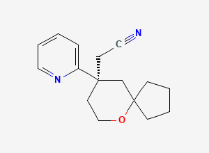 Two-dimensional chemical structure of (R)-2-(9-(Pyridin-2-yl)-6-oxaspiro[4.5]decan-9-yl)acetonitrile