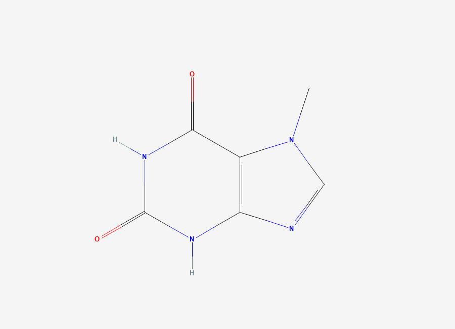 Two-dimensional chemical structure of 7-Methylxanthin, CAS 552-62-5