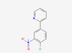 Two-dimensional chemical structure of 2-(4-chloro-3-nitrophenyl)pyridine, CAS 916050-62-9