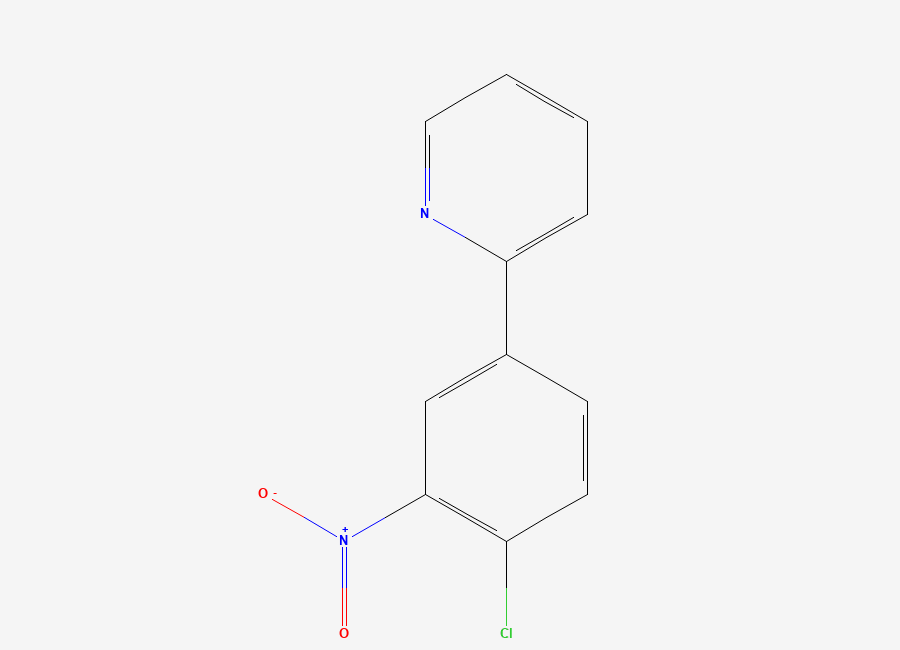 Two-dimensional chemical structure of 2-(4-chloro-3-nitrophenyl)pyridine, CAS 916050-62-9