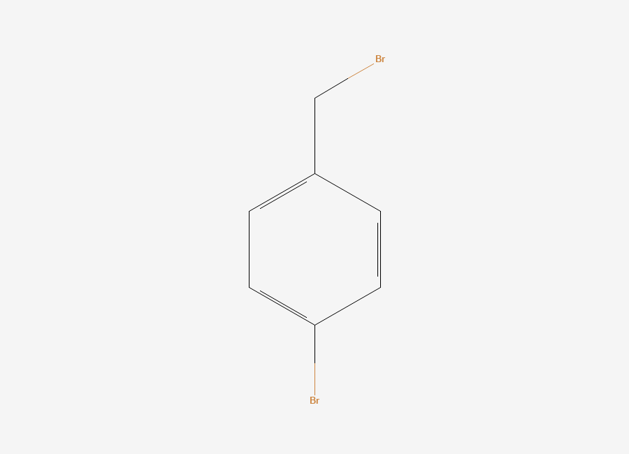 Two-dimensional chemical structure of 1-bromo-4-(bromomethyl)benzene / 4-Bromobenzyl Bromide, CAS 589-15-1