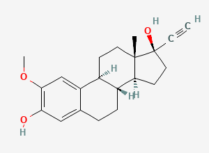 Two-dimensional chemical structure of 2-Methoxy-17α-ethynyl Estradiol, CAS 22415-44-7