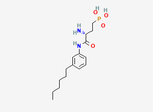 Two-dimensional chemical structure of P-((3R)-3-Amino-4-((3-hexylphenyl)amino)-4-oxobutyl)phosphonic acid