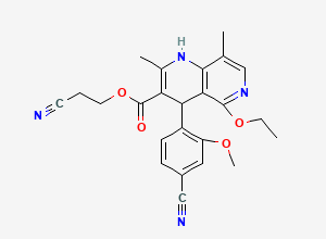 Two-dimensional chemical structure of Finerenone 2-Cyanoethyl Ester Impurity, CAS 1050477-44-5