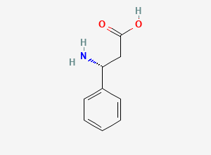 Two-dimensional chemical structure of (3R)-3-amino-3-phenylpropanoic acid