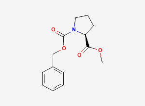 Two-dimensional chemical structure of (S)-1-Benzyl 2-methyl pyrrolidine-1,2-dicarboxylate