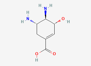 Two-dimensional chemical structure of (3R,4R,5S)-4,5-diamino-3-hydroxycyclohex-1-enecarboxylic acid