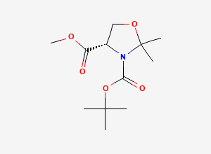Two-dimensional chemical structure of 3-tert-Butyl 4-methyl (4S)-2,2-dimethyl-1,3-oxazolidine-3,4-dicarboxylate