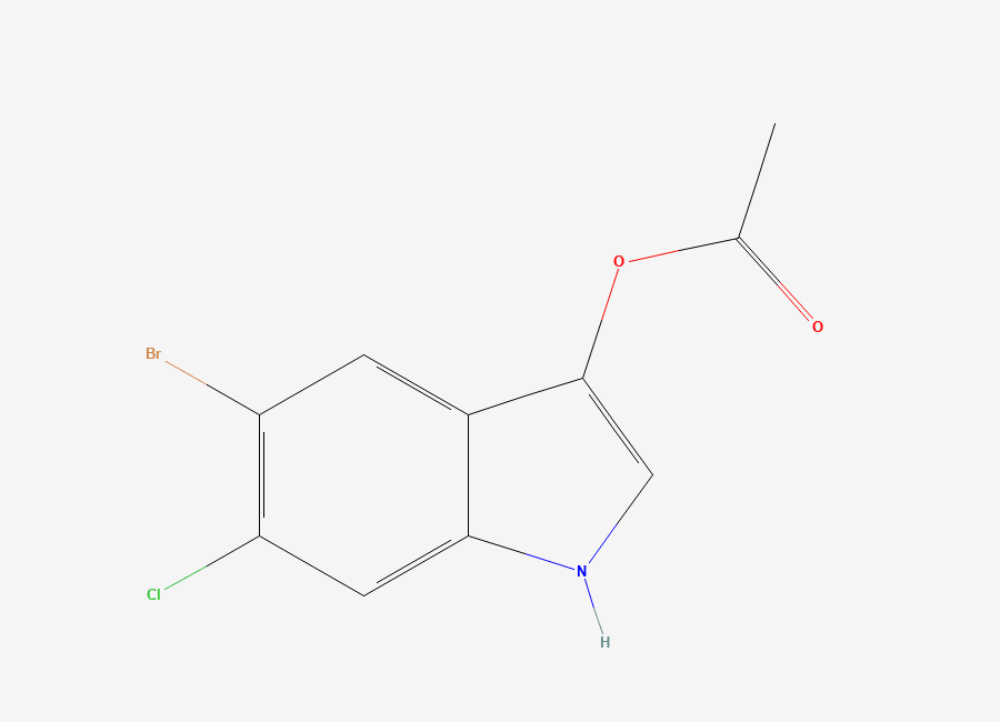 Two-dimensional chemical structure of 5-Bromo-6-chloro-1H-indol-3-yl acetate