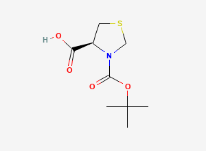 Two-dimensional chemical structure of (4S)-3-[(tert-butoxy)carbonyl]-1,3-thiazolidine-4-carboxylic acid