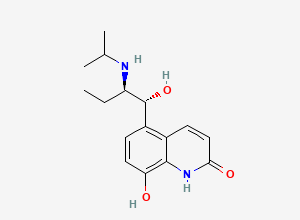 Two-dimensional chemical structure of 8-hydroxy-5-((1R,2R)-rel-1-hydroxy-2-(isopropylamino)butyl)quinolin-2(1H)-one, CAS 94198-40-0