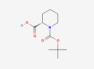 Two-dimensional chemical structure of (2S)-1-((tert-butoxy)carbonyl)piperidine-2-carboxylic acid