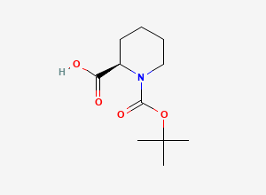 Two-dimensional chemical structure of (2R)-1-[(tert-butoxy)carbonyl]piperidine-2-carboxylic acid