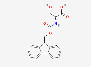 Two-dimensional chemical structure of (2R)-2-({[(9H-fluoren-9-yl)methoxy]carbonyl}amino)-3-hydroxypropanoic acid