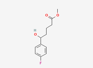 Two-dimensional chemical structure of Methyl 5-(4-fluorophenyl)-5-hydroxypentanoate, CAS 1368310-60-4