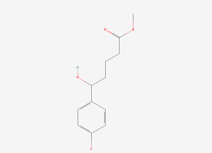 Two-dimensional chemical structure of Methyl 5-(4-fluorophenyl)-5-hydroxypentanoate, CAS 1368310-60-4