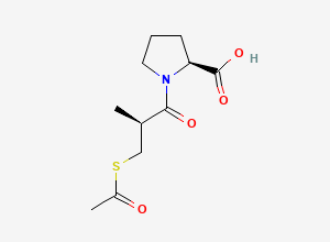 Two-dimensional chemical structure of Captopril EP Impurity J/ Acetylcaptopril, CAS 64838-55-7