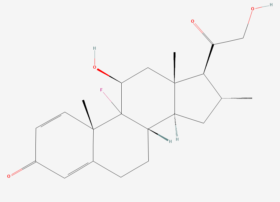 Two-dimensional chemical structure of 17 Desoxy of Dexamethasone