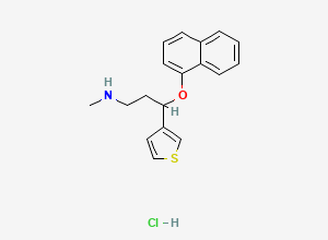 Two-dimensional chemical structure of N-Methyl-3-(naphthalen-1-yloxy)-3-(thiophen-3-yl)propan-1-amine hydrochloride