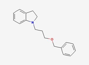 Two-dimensional chemical structure of 1-[3-(Benzyloxy)propyl]indoline, CAS 459868-64-5