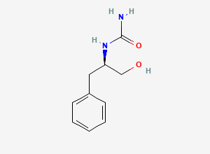 Two-dimensional chemical structure of (R)-1-(1-hydroxy-3-phenylpropan-2-yl)urea, CAS 275378-91-1