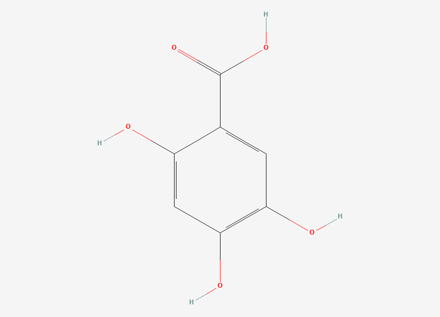 Two-dimensional chemical structure of Benzoic acid, 2,4,5-trihydroxy, CAS 610-90-2