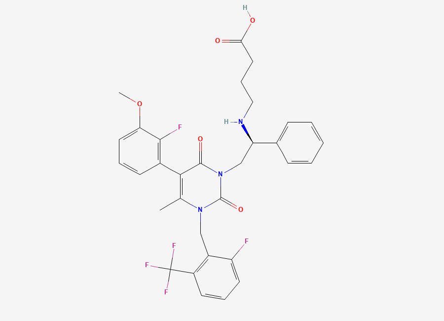 Two-dimensional chemical structure of Elagolix (S)-enantiomer
