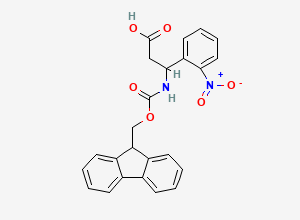 Two-dimensional chemical structure of beta-(((9H-Fluoren-9-ylmethoxy)carbonyl)amino)-2-nitrobenzenepropanoic acid