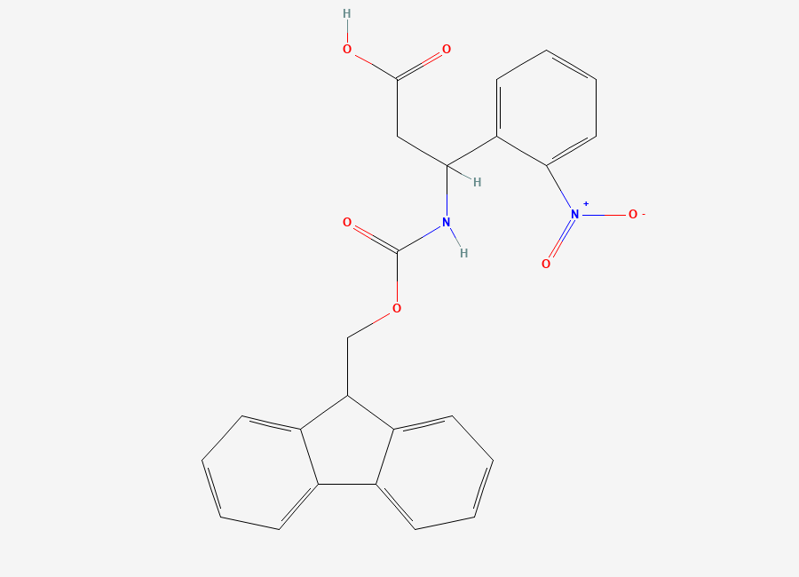 Two-dimensional chemical structure of beta-(((9H-Fluoren-9-ylmethoxy)carbonyl)amino)-2-nitrobenzenepropanoic acid