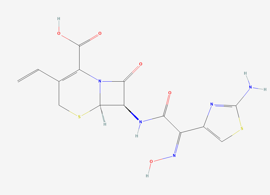 Two-dimensional chemical structure of Cefdinir, CAS 91832-40-5