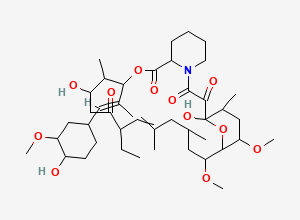 Two-dimensional chemical structure of 17-ethyl-1,14-dihydroxy-12-[(E)-1-(4-hydroxy-3-methoxycyclohexyl)prop-1-en-2-yl]-23,25-dimethoxy-13,19,21,27-tetramethyl-11,28-dioxa-4-azatricyclo[22.3.1.04,9]octacos-18-ene-2,3,10,16-tetrone