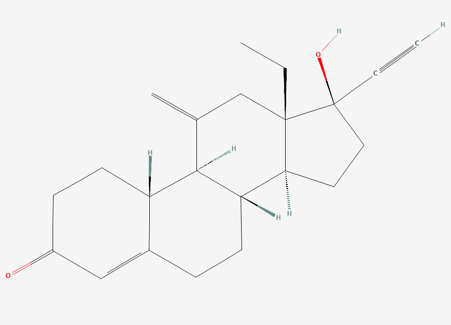 Two-dimensional chemical structure of Etonogestrel, CAS 54048-10-1
