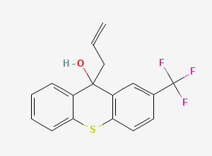 Two-dimensional chemical structure of 2-Trifluoromethyl-9-allyl-9-thioxanthen-ol, CAS 850808-70-7