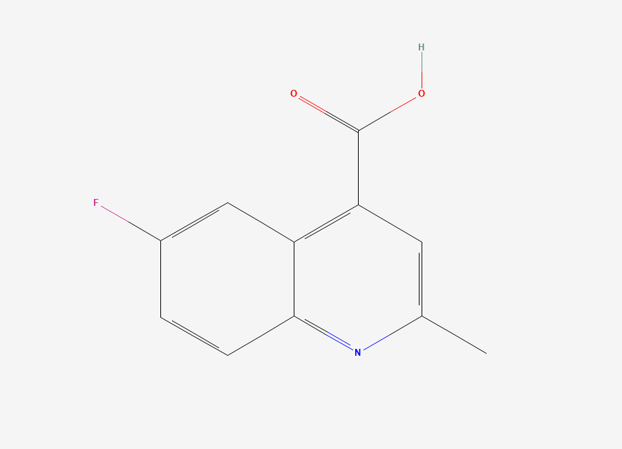 Two-dimensional chemical structure of 6-Fluoro-2-methylquinoline-4-carboxylic acid