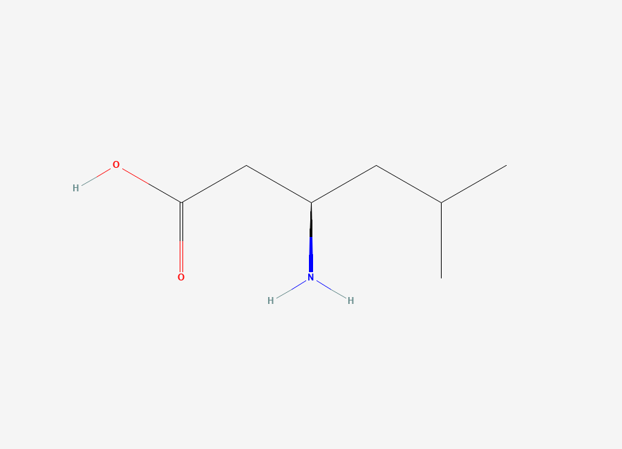 Two-dimensional chemical structure of (R)-3-Amino-5-methyl-hexanoic acid