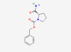Two-dimensional chemical structure of (S)-1-N-Cbz-prolinamide