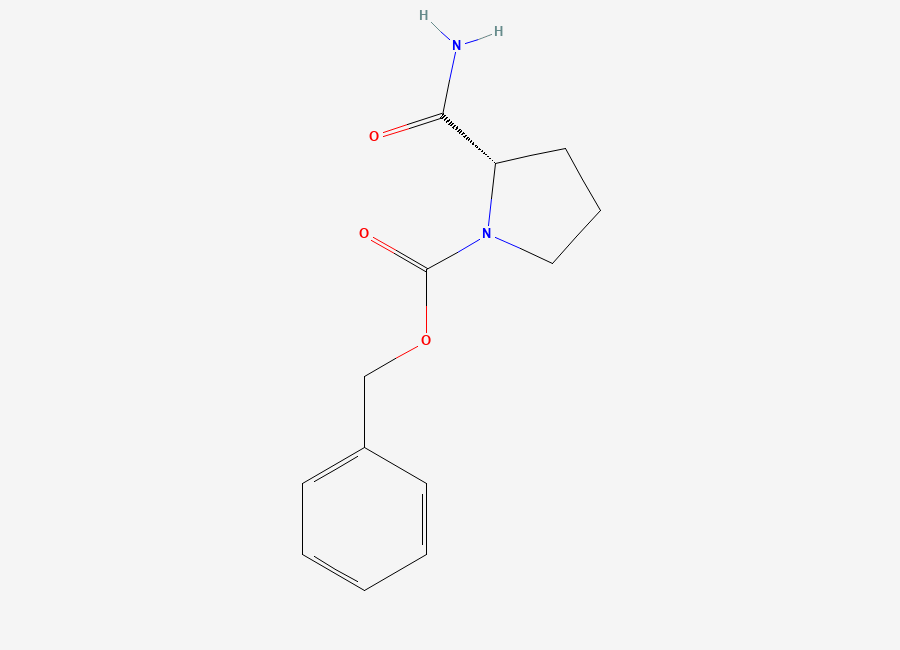 Two-dimensional chemical structure of (S)-1-N-Cbz-prolinamide