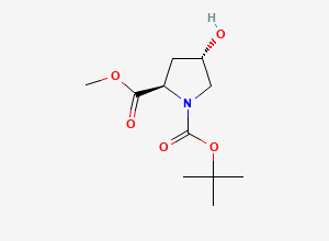 Two-dimensional chemical structure of 1-tert-Butyl 2-methyl (2R,4S)-4-hydroxypyrrolidine-1,2-dicarboxylate