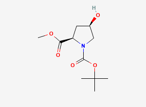Two-dimensional chemical structure of (2R,4R)-4-Hydroxy-pyrrolidine-1,2-dicarboxylic acid 1-tert-butyl ester 2-methyl ester