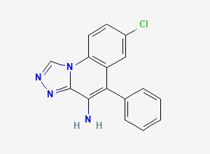 Two-dimensional chemical structure of 7-chloro-5-phenyl-[1,2,4]triazolo[4,3-a]quinolin-4-amine, CAS 163167-55-3