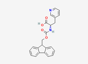 Two-dimensional chemical structure of (2S)-2-((((9H-fluoren-9-yl)methoxy)carbonyl)amino)-3-(pyridin-3-yl)propanoic acid