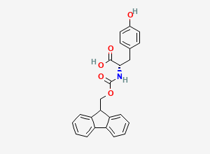 Two-dimensional chemical structure of (2S)-2-((((9H-fluoren-9-yl)methoxy)carbonyl)amino)-3-(4-hydroxyphenyl)propanoic acid