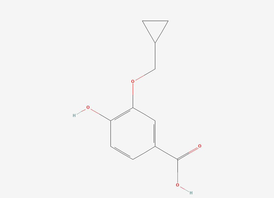Two-dimensional chemical structure of 3-(Cyclopropylmethoxy)-4-hydroxybenzoic acid, CAS 1243391-44-7