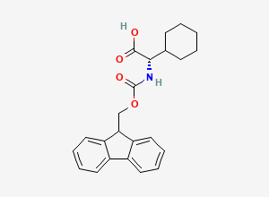 Two-dimensional chemical structure of (2S)-2-cyclohexyl-2-({[(9H-fluoren-9-yl)methoxy]carbonyl}amino)acetic acid