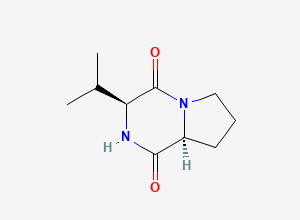 Two-dimensional chemical structure of cyclo(L-Pro-L-Val)