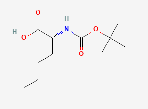 Two-dimensional chemical structure of (2R)-2-{[(tert-butoxy)carbonyl]amino}hexanoic acid