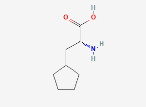 Two-dimensional chemical structure of (R)-2-amino-3-cyclopentylpropanoic acid