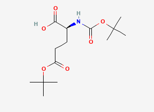 Two-dimensional chemical structure of (2S)-5-(tert-butoxy)-2-{[(tert-butoxy)carbonyl]amino}-5-oxopentanoic acid