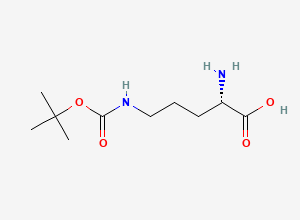 Two-dimensional chemical structure of (2S)-2-amino-5-(((tert-butoxy)carbonyl)amino)pentanoic acid